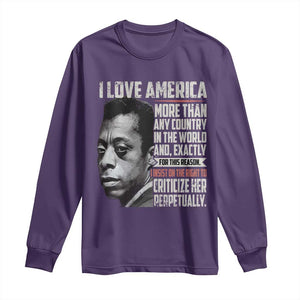 James Baldwin American Patriotic Long Sleeve Shirt I Love America More Than Any Country TS02 Purple Print Your Wear