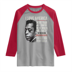 James Baldwin American Patriotic Raglan Shirt I Love America More Than Any Country TS02 Sport Gray Red Print Your Wear