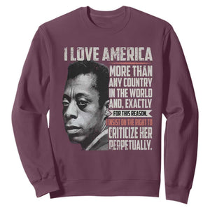 James Baldwin American Patriotic Sweatshirt I Love America More Than Any Country TS02 Maroon Print Your Wear