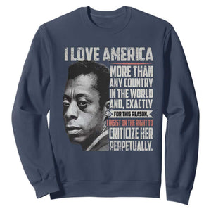 James Baldwin American Patriotic Sweatshirt I Love America More Than Any Country TS02 Navy Print Your Wear