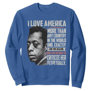James Baldwin American Patriotic Sweatshirt I Love America More Than Any Country TS02 Royal Blue Print Your Wear