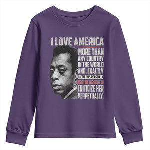 James Baldwin American Patriotic Youth Sweatshirt I Love America More Than Any Country TS02 Purple Print Your Wear