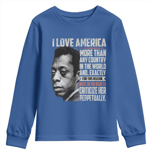 James Baldwin American Patriotic Youth Sweatshirt I Love America More Than Any Country TS02 Royal Blue Print Your Wear