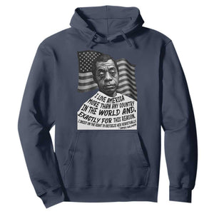 James Baldwin American Patriotic Hoodie I Love America More Than Any Country American Flag TS02 Navy Print Your Wear