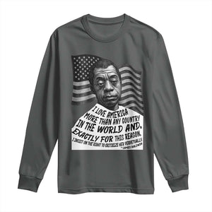 James Baldwin American Patriotic Long Sleeve Shirt I Love America More Than Any Country American Flag TS02 Dark Heather Print Your Wear