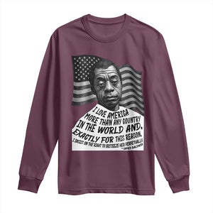 James Baldwin American Patriotic Long Sleeve Shirt I Love America More Than Any Country American Flag TS02 Maroon Print Your Wear