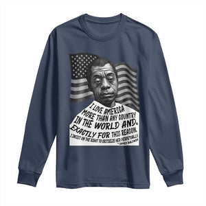 James Baldwin American Patriotic Long Sleeve Shirt I Love America More Than Any Country American Flag TS02 Navy Print Your Wear