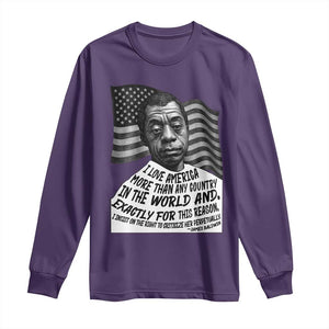 James Baldwin American Patriotic Long Sleeve Shirt I Love America More Than Any Country American Flag TS02 Purple Print Your Wear