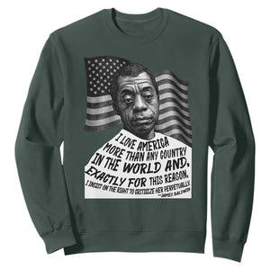 James Baldwin American Patriotic Sweatshirt I Love America More Than Any Country American Flag TS02 Dark Forest Green Print Your Wear