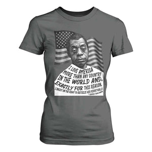 James Baldwin American Patriotic T Shirt For Women I Love America More Than Any Country American Flag TS02 Dark Heather Print Your Wear