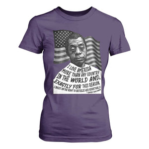 James Baldwin American Patriotic T Shirt For Women I Love America More Than Any Country American Flag TS02 Purple Print Your Wear