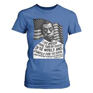 James Baldwin American Patriotic T Shirt For Women I Love America More Than Any Country American Flag TS02 Royal Blue Print Your Wear
