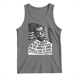 James Baldwin American Patriotic Tank Top I Love America More Than Any Country American Flag TS02 Black Heather Print Your Wear