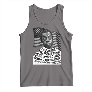 James Baldwin American Patriotic Tank Top I Love America More Than Any Country American Flag TS02 Deep Heather Print Your Wear