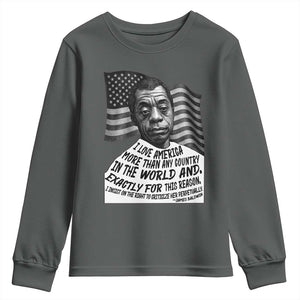 James Baldwin American Patriotic Youth Sweatshirt I Love America More Than Any Country American Flag TS02 Dark Heather Print Your Wear