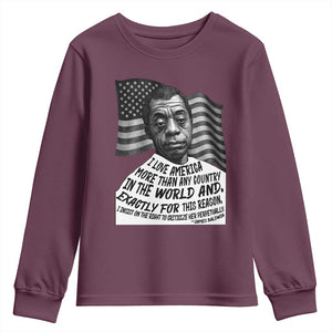 James Baldwin American Patriotic Youth Sweatshirt I Love America More Than Any Country American Flag TS02 Maroon Print Your Wear
