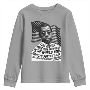 James Baldwin American Patriotic Youth Sweatshirt I Love America More Than Any Country American Flag TS02 Sport Gray Print Your Wear