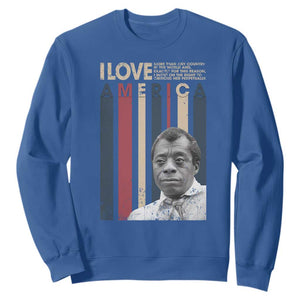 James Baldwin American Patriotic Sweatshirt I Love America More Than Any Country Retro TS02 Royal Blue Print Your Wear