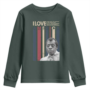 James Baldwin American Patriotic Youth Sweatshirt I Love America More Than Any Country Retro TS02 Dark Forest Green Print Your Wear