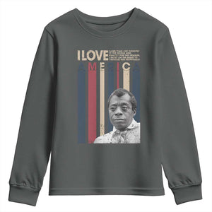 James Baldwin American Patriotic Youth Sweatshirt I Love America More Than Any Country Retro TS02 Dark Heather Print Your Wear