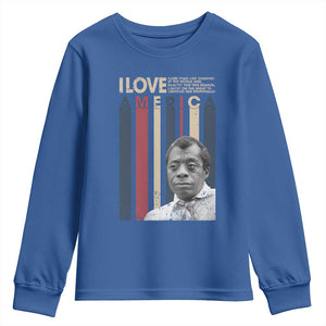James Baldwin American Patriotic Youth Sweatshirt I Love America More Than Any Country Retro TS02 Royal Blue Print Your Wear