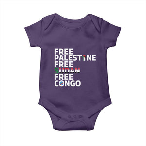 Free Palestine Sudan Congo Baby Onesie Human Rights Activist Justice and Solidarity TS02 Purple Print Your Wear