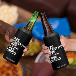 Free Palestine Sudan Congo 4 in 1 Can Cooler Tumbler Human Rights Activist Justice and Solidarity TS02 Print Your Wear