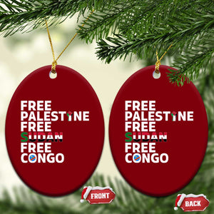 Free Palestine Sudan Congo Ceramic Ornament Human Rights Activist Justice and Solidarity TS02 Print Your Wear