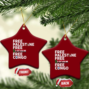 Free Palestine Sudan Congo Ceramic Ornament Human Rights Activist Justice and Solidarity TS02 Print Your Wear