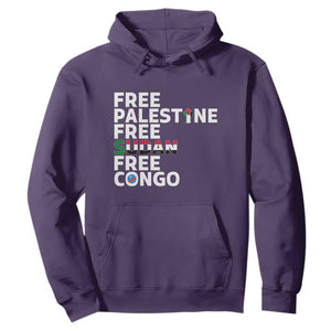 Free Palestine Sudan Congo Hoodie Human Rights Activist Justice and Solidarity TS02 Purple Print Your Wear