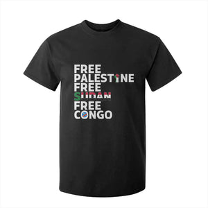 Free Palestine Sudan Congo T Shirt For Kid Human Rights Activist Justice and Solidarity TS02 Black Print Your Wear