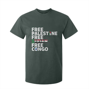Free Palestine Sudan Congo T Shirt For Kid Human Rights Activist Justice and Solidarity TS02 Dark Forest Green Print Your Wear