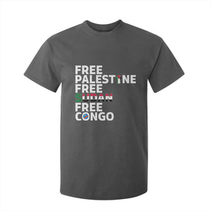 Free Palestine Sudan Congo T Shirt For Kid Human Rights Activist Justice and Solidarity TS02 Dark Heather Print Your Wear