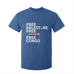 Free Palestine Sudan Congo T Shirt For Kid Human Rights Activist Justice and Solidarity TS02 Royal Blue Print Your Wear