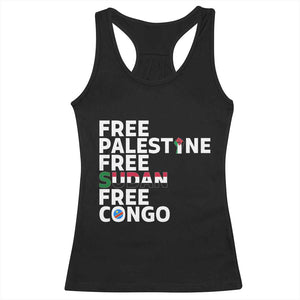 Free Palestine Sudan Congo Racerback Tank Top Human Rights Activist Justice and Solidarity TS02 Black Print Your Wear