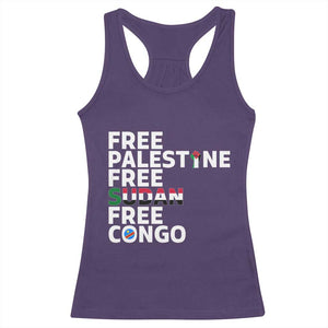 Free Palestine Sudan Congo Racerback Tank Top Human Rights Activist Justice and Solidarity TS02 Purple Print Your Wear