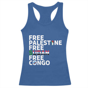 Free Palestine Sudan Congo Racerback Tank Top Human Rights Activist Justice and Solidarity TS02 Royal Blue Print Your Wear