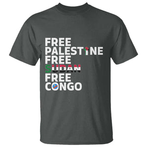 Free Palestine Sudan Congo T Shirt Human Rights Activist Justice and Solidarity TS02 Dark Heather Print Your Wear