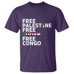 Free Palestine Sudan Congo T Shirt Human Rights Activist Justice and Solidarity TS02 Purple Print Your Wear