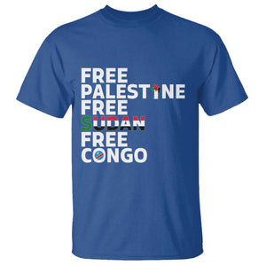 Free Palestine Sudan Congo T Shirt Human Rights Activist Justice and Solidarity TS02 Royal Blue Print Your Wear