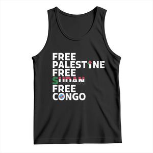 Free Palestine Sudan Congo Tank Top Human Rights Activist Justice and Solidarity TS02 Black Print Your Wear