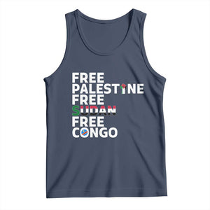 Free Palestine Sudan Congo Tank Top Human Rights Activist Justice and Solidarity TS02 Navy Print Your Wear
