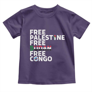 Free Palestine Sudan Congo Toddler T Shirt Human Rights Activist Justice and Solidarity TS02 Purple Print Your Wear