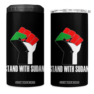 Stand With Sudan Power Fist 4 in 1 Can Cooler Tumbler Sudan Flag Activist Peace and Protest TS02 One Size: 16 oz Black Print Your Wear