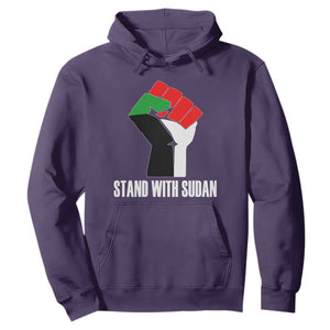 Stand With Sudan Power Fist Hoodie Sudan Flag Activist Peace and Protest TS02 Purple Print Your Wear