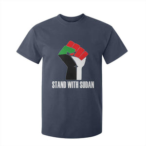 Stand With Sudan Power Fist T Shirt For Kid Sudan Flag Activist Peace and Protest TS02 Navy Print Your Wear