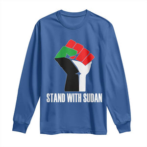 Stand With Sudan Power Fist Long Sleeve Shirt Sudan Flag Activist Peace and Protest TS02 Royal Blue Print Your Wear