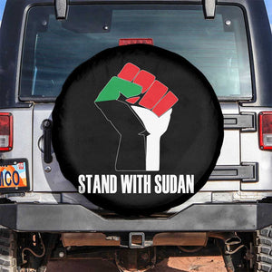 Stand With Sudan Power Fist Spare Tire Cover Sudan Flag Activist Peace and Protest TS02 No hole Black Print Your Wear