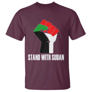 Stand With Sudan Power Fist T Shirt Sudan Flag Activist Peace and Protest TS02 Maroon Print Your Wear