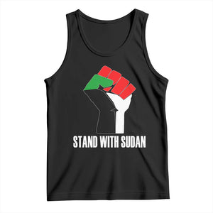 Stand With Sudan Power Fist Tank Top Sudan Flag Activist Peace and Protest TS02 Black Print Your Wear